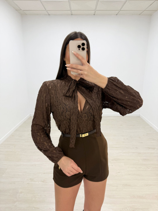 MONO COMBINADO ENCAJE MARRÓN